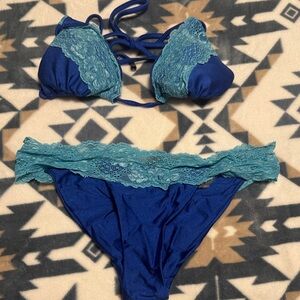Beach Bunny Blue and Teal Lace Bikini
